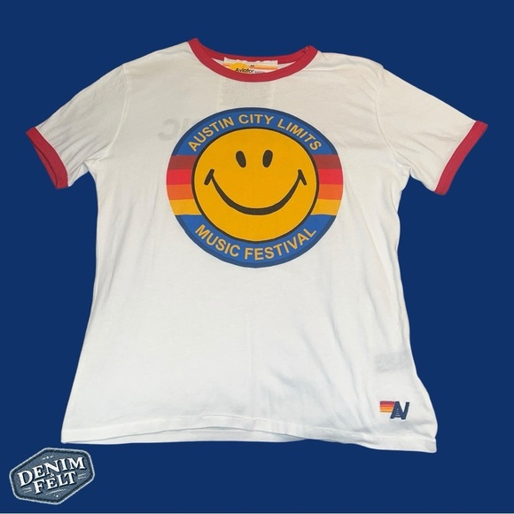Aviator Nation Unisex White/Red Austin City Music Short Sleeve Tee | NWOT! ♥️🎸 - Picture 1 of 8